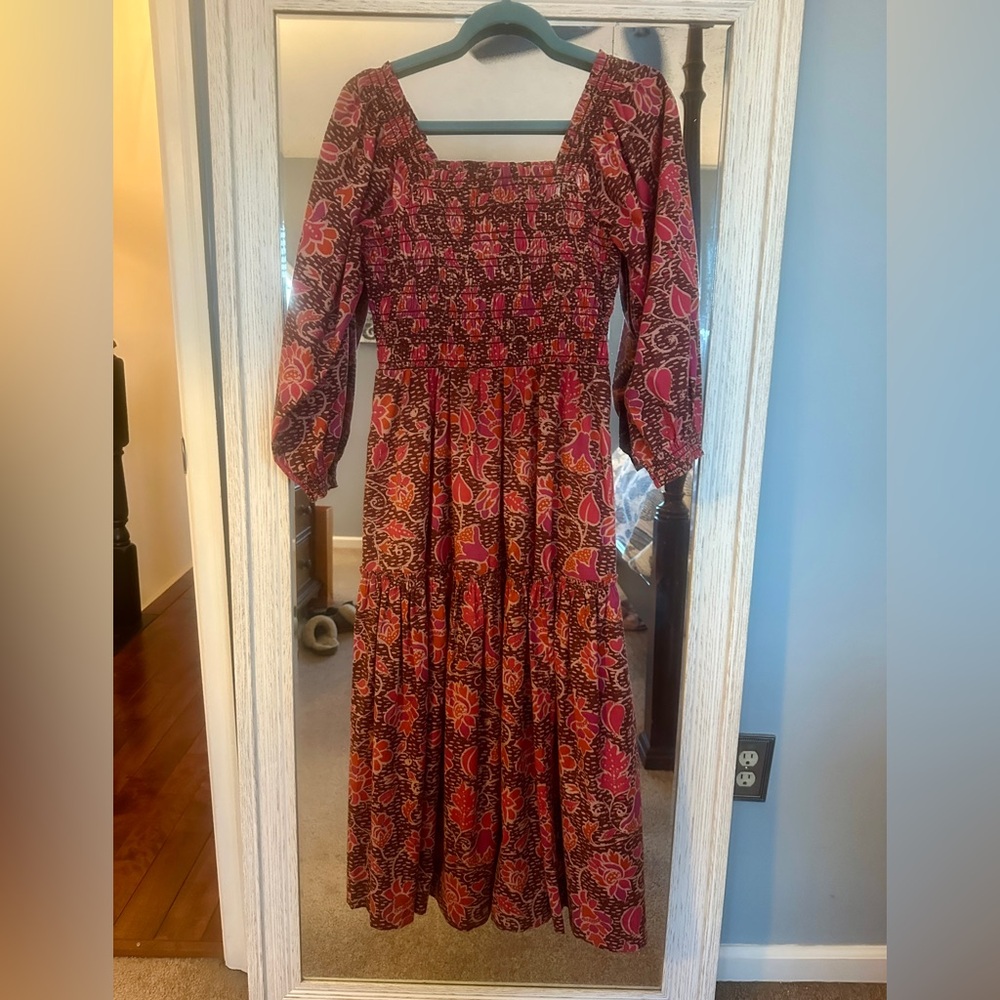 Summersalt Red Pink Brown Long Sleeve Dress Medium